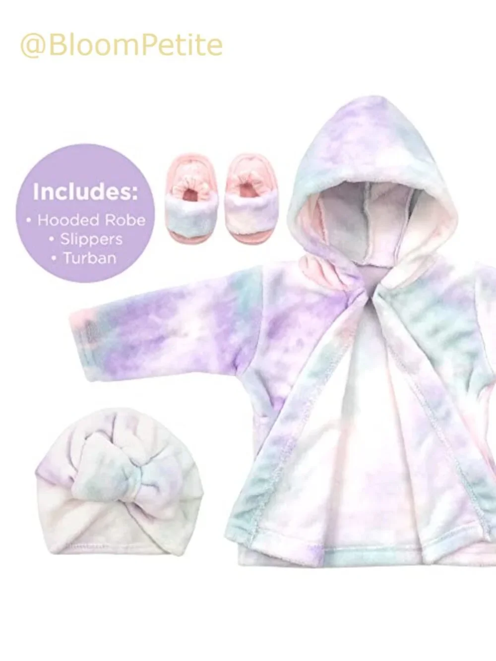 Toddler Hooded Robe Set Spa Bathrobe Slippers Washcloth